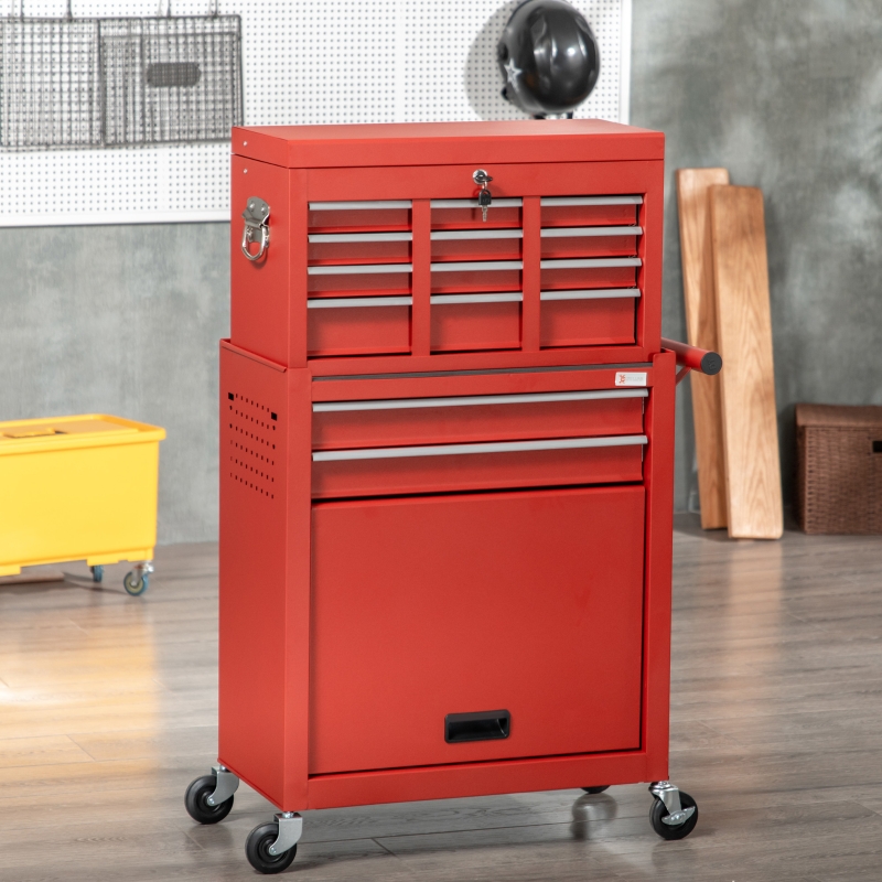 DURHAND 6 Drawer Tool Chest Set with 4 Wheels Lockable Rolling Tool Box and Storage Cabinet Removable Portable Set Top Box Tool Organizer for Garage Factory Workshop Red Aosom Canada