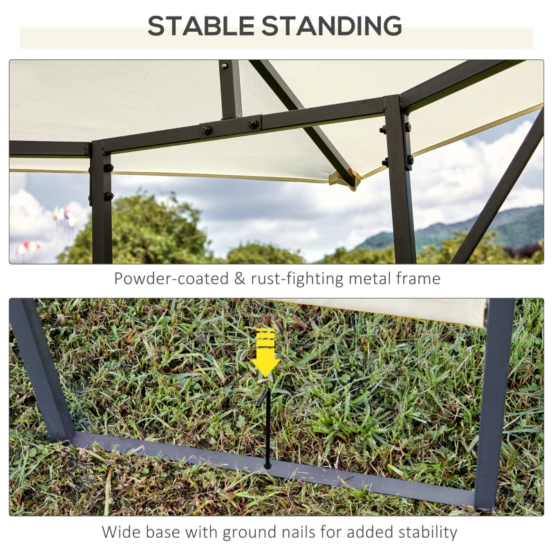 Outsunny 10' x 10' Patio Gazebo, Outdoor Gazebo Modern Canopy Shelter with Vents Roof and Steel Decorative Columns, for Garden, Lawn, Backyard and Deck