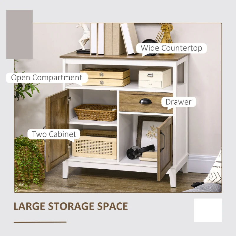HOMCOM Storage Cabinet, Freestanding Sideboards and Buffets with Doors, Drawer for Dining Room, Living Room, Bedroom