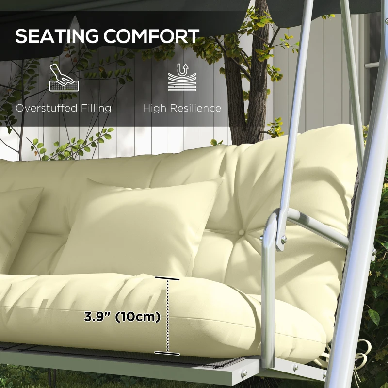 Outsunny 4-Piece Back and Seat Cushion Pillows Replacement and Pillows, Patio Chair Cushions Set with Ties, Cream White