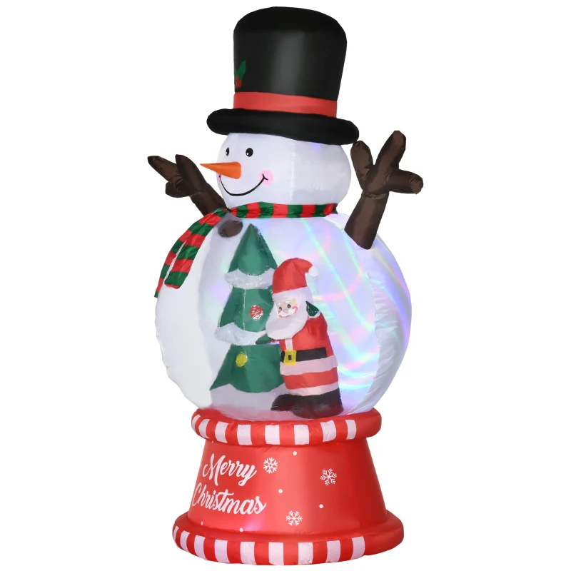 Outsunny 8ft Inflatable Christmas Snowman with Crystal Ball Body and Black Hat, Blow-Up Outdoor LED Yard Display for Lawn Garden Party