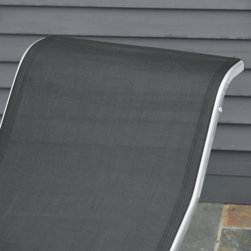 Outsunny 3 Pieces Patio Pool Lounge Chairs Set, Outdoor Chaise lounge with 2 S-Shaped Sunbathing Chairs and a Glass Top Table, for Yard Garden, Black