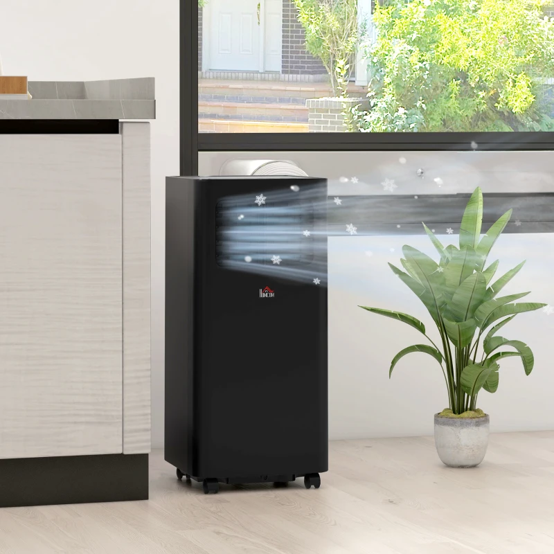 HOMCOM 8000 BTU Mobile Air Conditioner, 345 Sq. Ft., AC Unit with Dehumidifier, Sleep, 24H Timer On/Off, Window Kit, Black