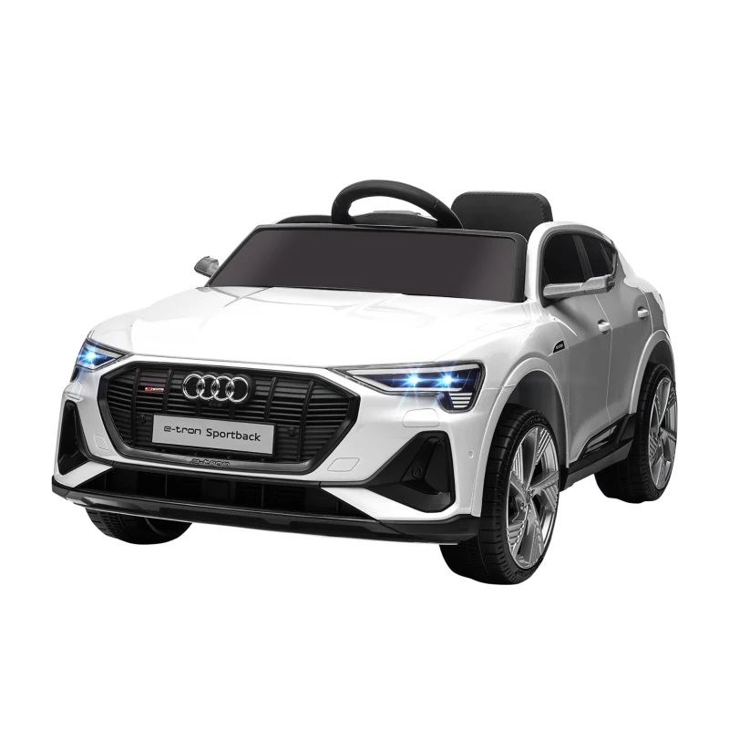 Aosom 12V Kids Electric Ride On Car, Audi E-tron, Battery Powered Toy with Parent Remote Control, Suspension System, Auxiliary Wheels, LED Lights, Music and Horn,  MP3 Player, White
