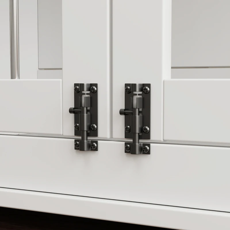 PawHut 39" Dog Crate Furniture Side End Table for Large Dogs w/ Blackboard, Three Doors, White