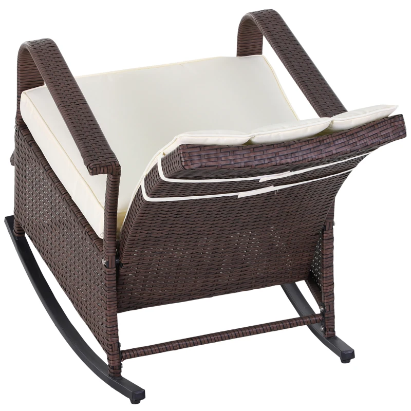 Outsunny PE Rattan Rocking Recliner with Footrest, Beige