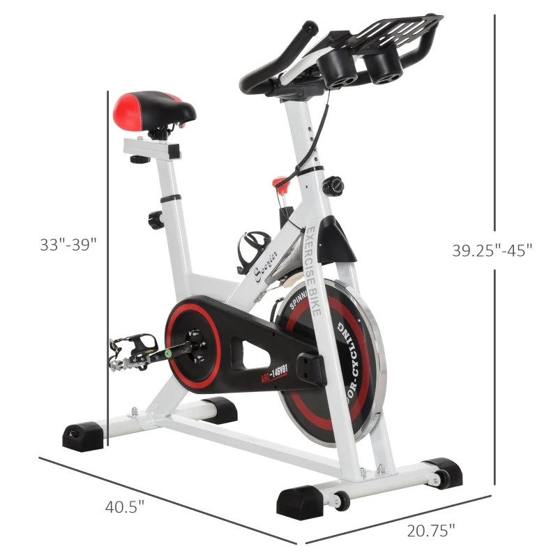 Soozier 18 lb Flywheel Indoor Stationary Bike with LCD Monitor, Adjustable Height & Resistance, & Pedal Cage