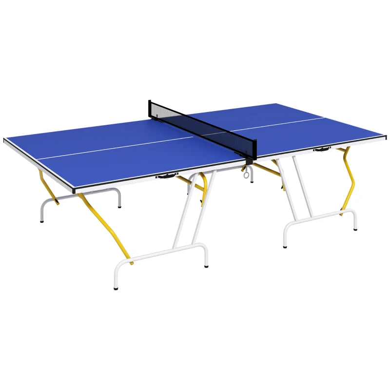 Soozier 9' x 5' Full Size Table Tennis Table, Folding Ping Pong Table with Paddles and Balls, Blue