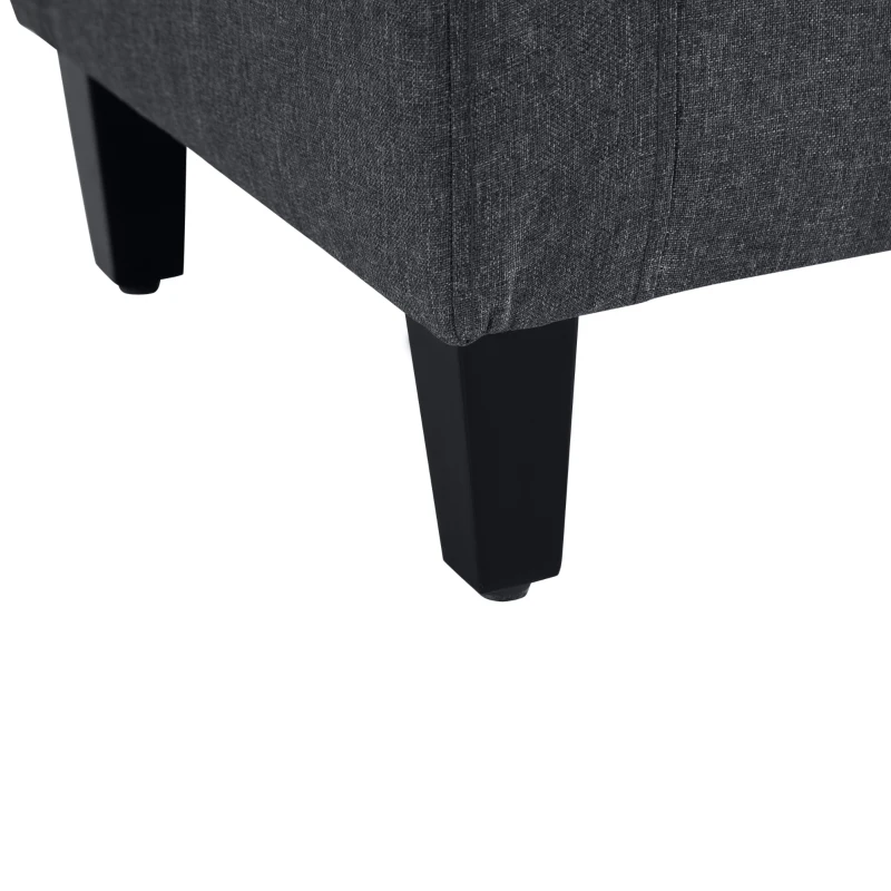 HOMCOM Storage Ottoman Bench, Linen Upholstered Bench with Tufted Design