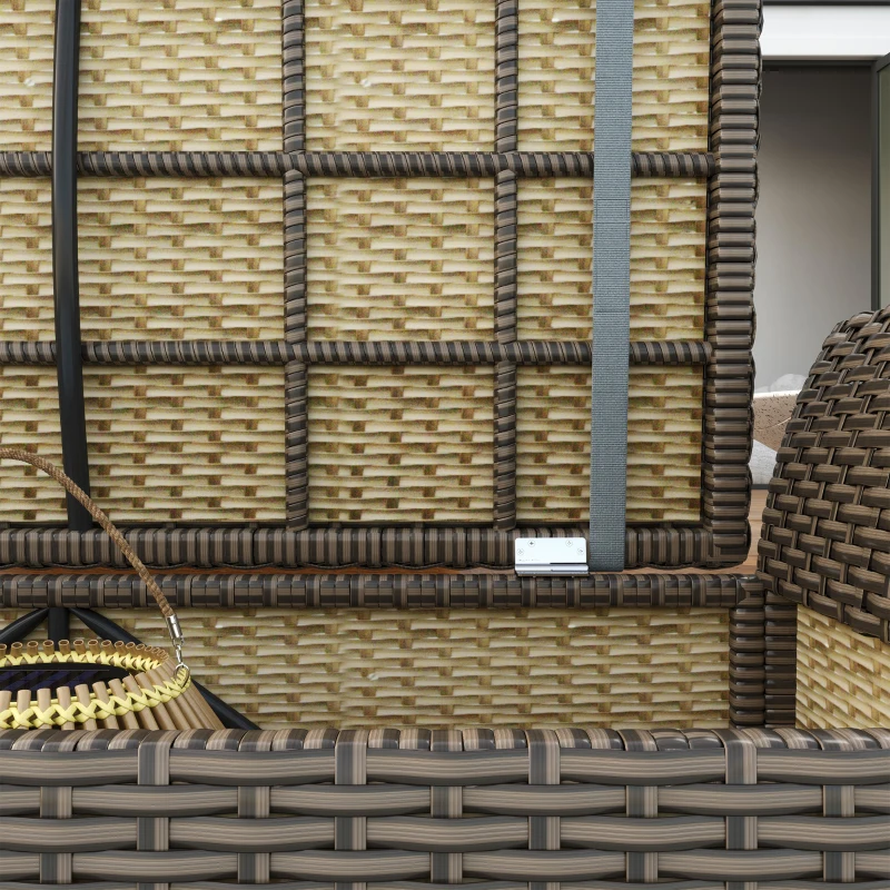 Outsunny 2-In-1 Outdoor PE Rattan Storage Bench, 29 Gallon Patio Wicker Furniture, Basket Box with Handles and Cushion Dark Grey