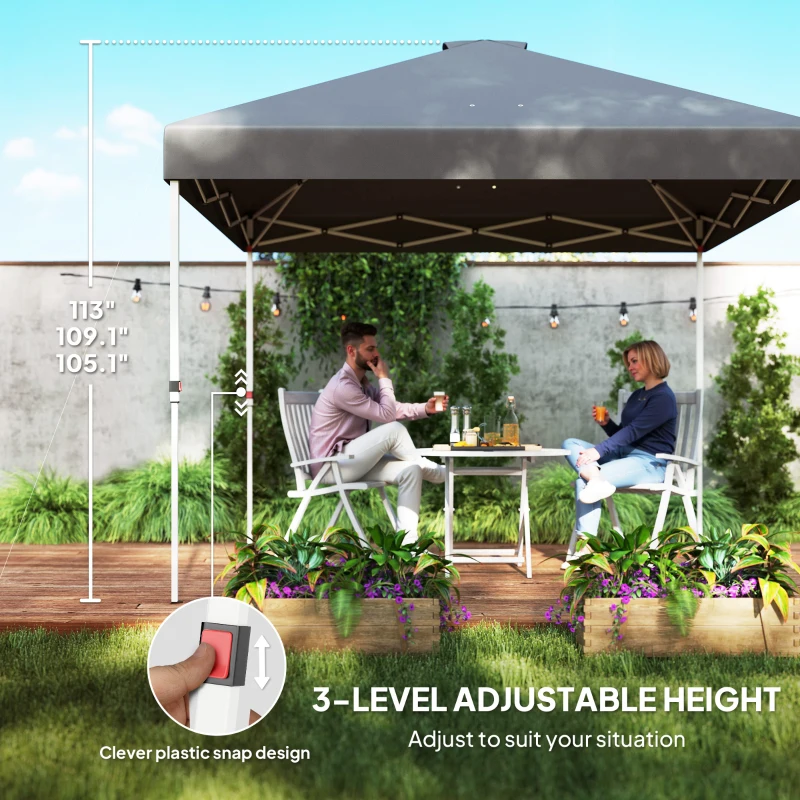 Outsunny 10' x 10' Pop Up Canopy Tent w/ Sidewall, UPF50+ Height Adjustable Instant Sun Shelter w/ Storage Pockets, Dark Gray