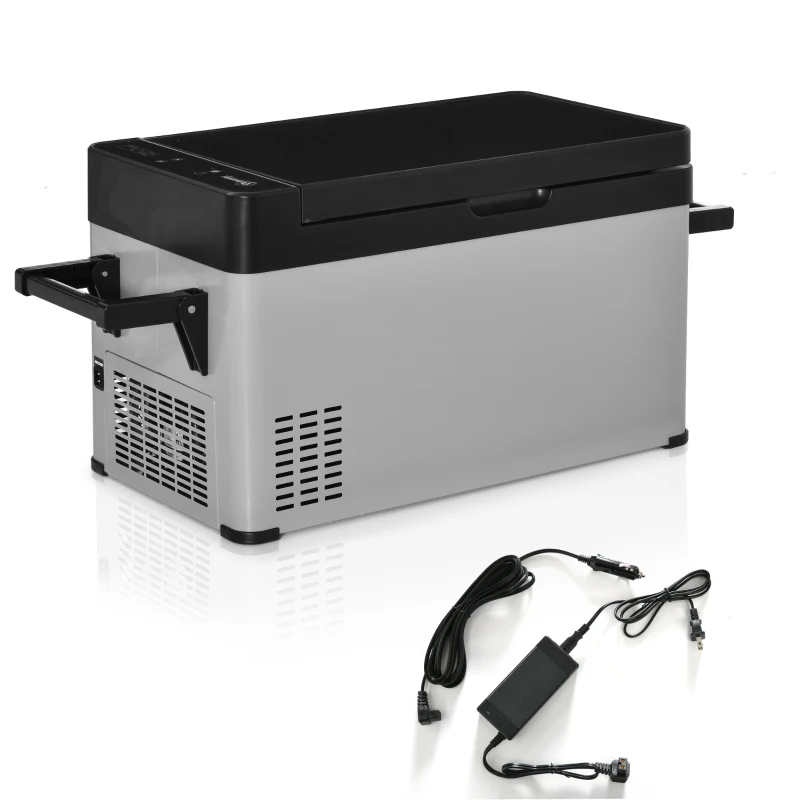 Outsunny 12 Volt Car Fridge, 42 Quart Electric Cooler, Dual Zone Portable Freezer with 12/24V DC and 110-240V AC for Driving, Travel, Fishing, Outdoor