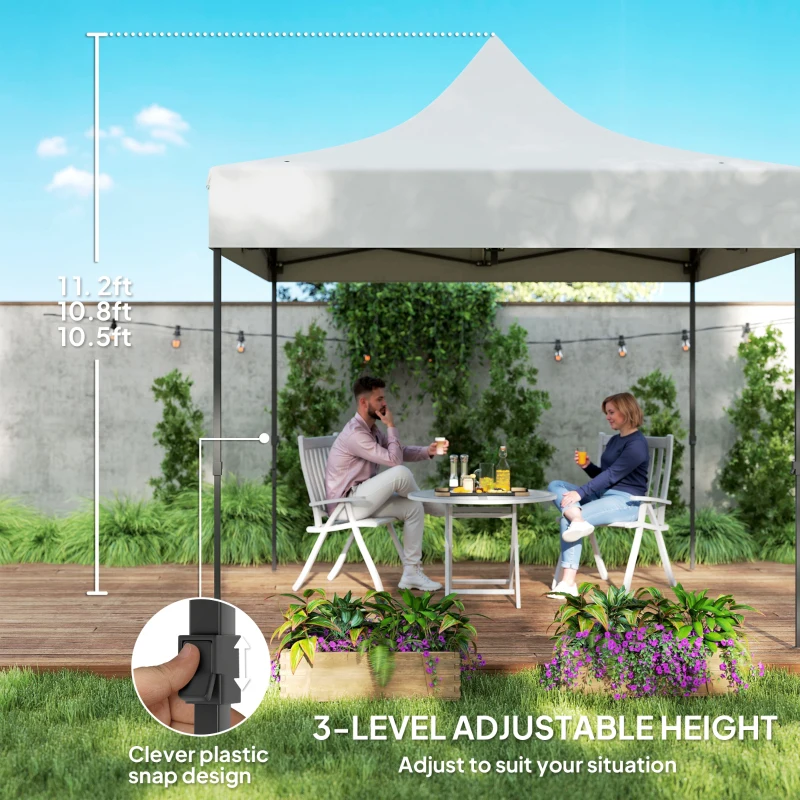 Outsunny 10' x 10' Pop Up Canopy Tent with Sidewalls, Instant Sun Shelter, Height Adjustable, with Wheeled Bag and Sand Bags