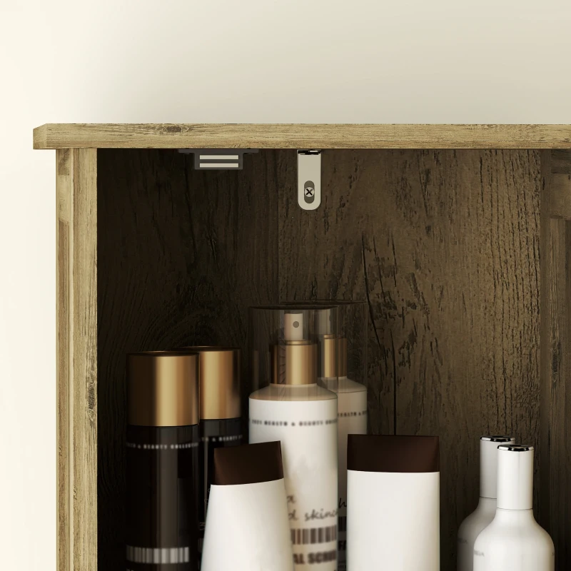 HOMCOM Farmhouse Linen Closet with Drawer, 67" Tall Bathroom Storage Cabinet with Barn Doors and Adjustable Shelves, Gray