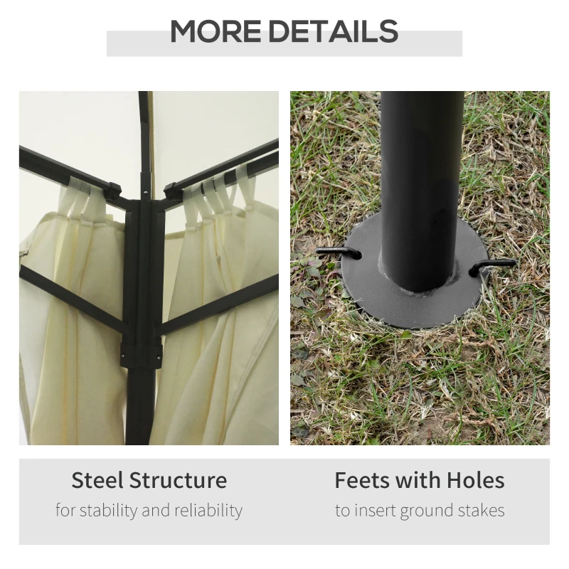 Outsunny 10' x 13' Outdoor Gazebo Patio Gazebo Canopy, Double Vented Roof, Steel Frame, Curtain Sidewalls, Sun Shade Shelter for Garden, Lawn, Backyard, Deck, Beige