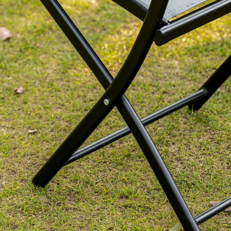 Outsunny 3-Piece Outdoor Patio Dining Set, Folding Garden Bistro Set with Glass Table Top, 2 Folding Chairs, Steel Frame, and Mesh Fabric, Gray