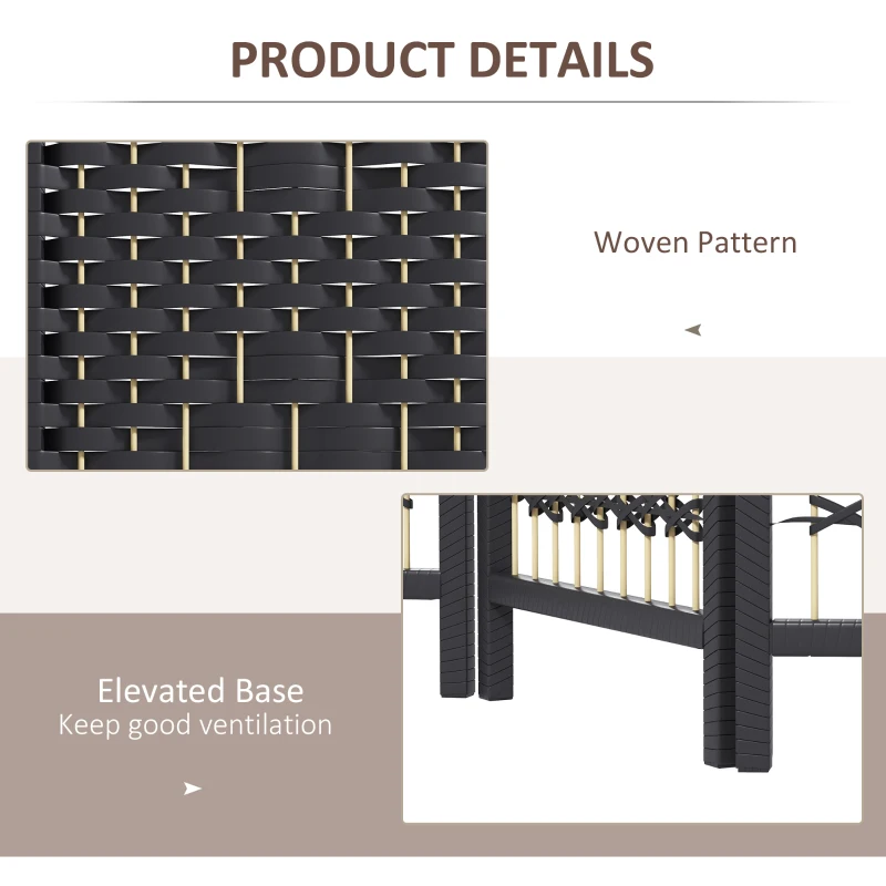 HOMCOM 6 Panel Folding Room Divider Portable Privacy Screen Wave Fiber Room Partition for Home Office Black