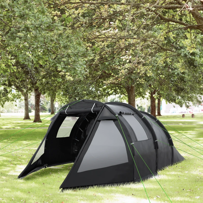 Outsunny 3-4 Person Easy Setup Cabin Tent with Two Room, Waterproof & UV30+ Camping Tent with Carrying Bag, Charcoal