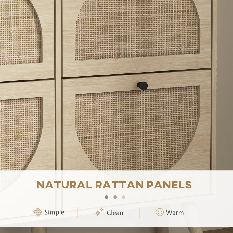 HOMCOM Shoe Cabinet for entryway, Shoe Storage Cabinet with 4 Flip Drawers and Adjustable Shelves for 20 Pairs of Shoes, Oak