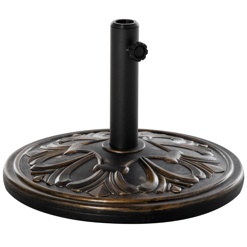 Outsunny 29 lb Heavy Duty Concrete Umbrella Base, 19" Round Parasol Holder for Outdoor, Garden, Backyard, Deck, Bronze