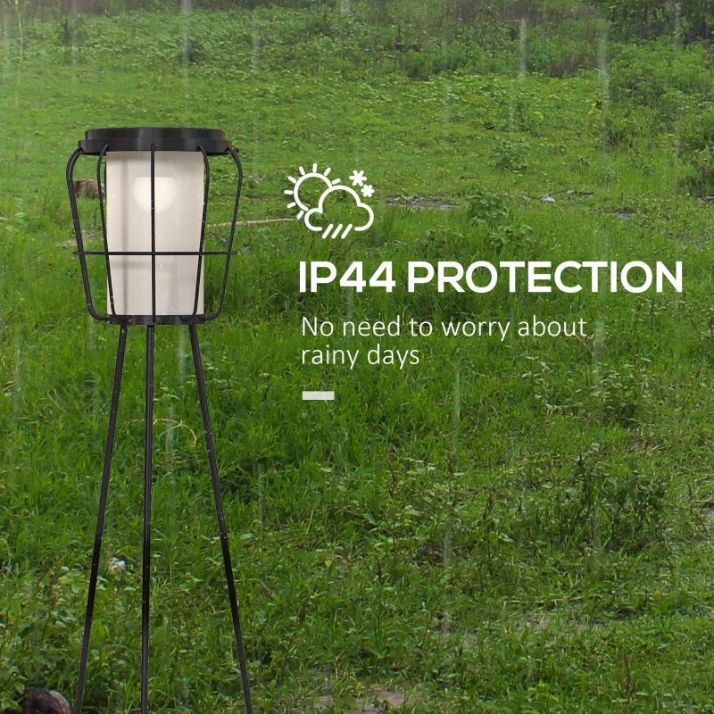 Outsunny Set of 2 Solar or USB Rechargeable Lamp Set LED Accent Lantern Light with Bottom Shelf for Garden Porch Lawn