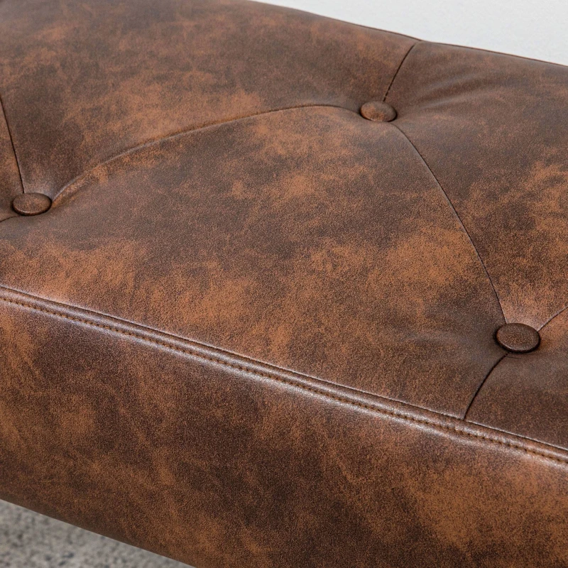 HOMCOM Bedroom Bench, End of Bed Bench with Button Tufted, PU Leather Upholstered Entryway Bench with Wood Legs, Brown