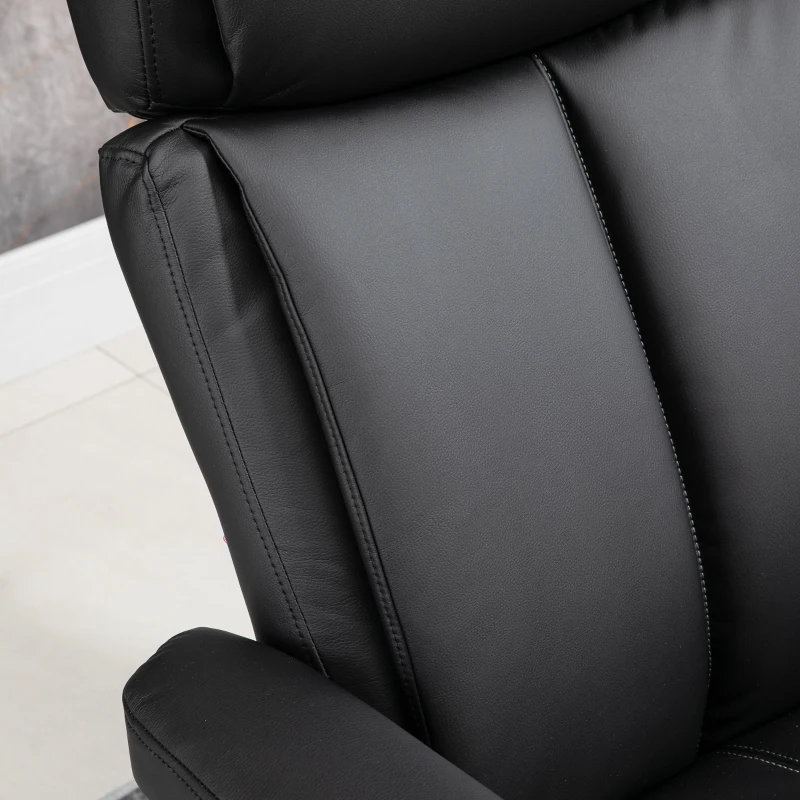 HOMCOM Recliner Chair with Ottoman, 360° Swivel Reclining Chair with Wood Base and Matching Footrest, Black