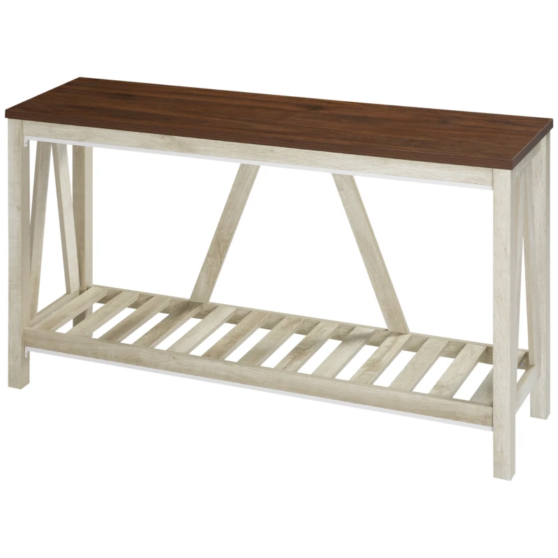 HOMCOM 52" Console Table, Farmhouse Narrow Entryway Table with Storage Shelf, Rustic Sofa Table with Anti-tipper for Living Room and Hallway, Oak