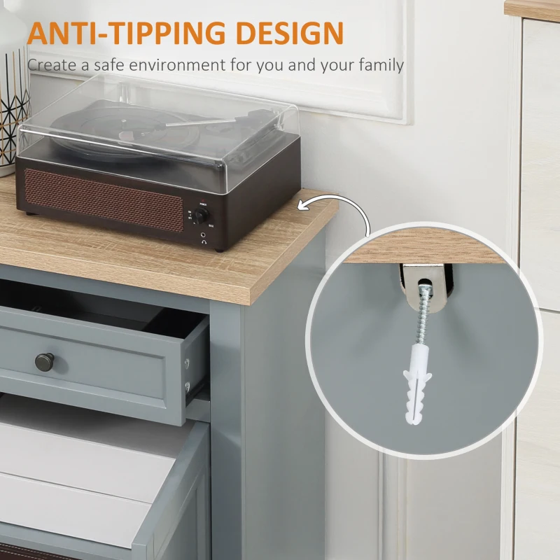 HOMCOM Sideboard Buffet Cabinet, Kitchen Cabinet, Coffee Bar Cabinet with 2 Drawers and Double Door Cupboard for Living Room, Entryway, Dark Gray