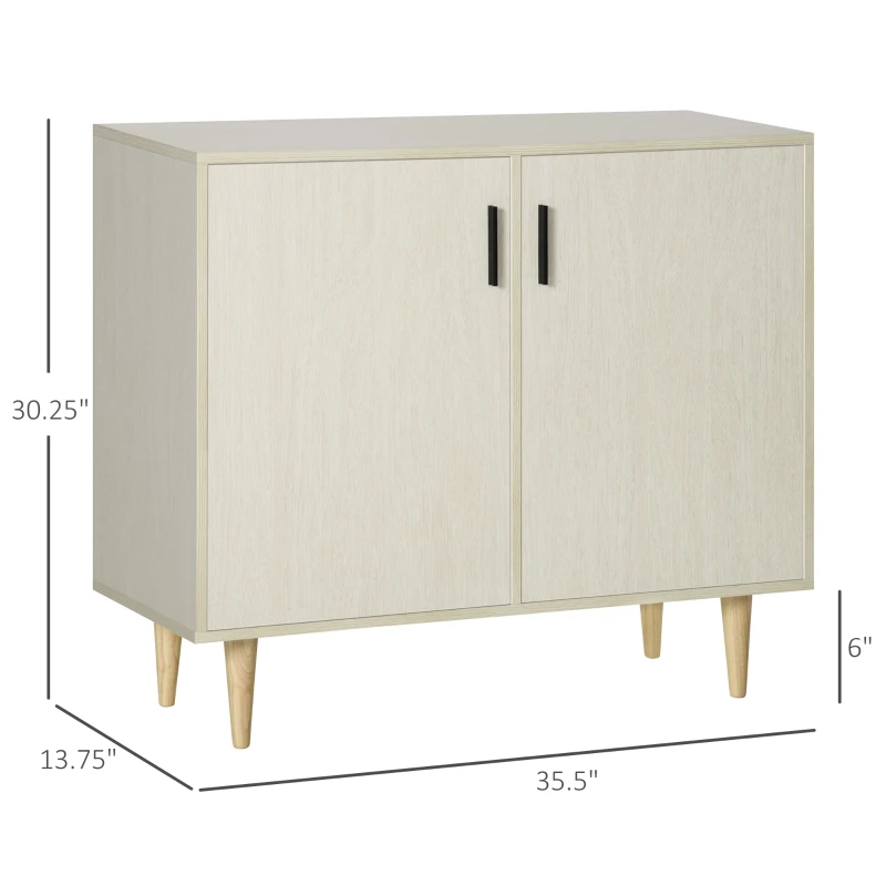 HOMCOM Sideboard Buffet Cabinet, Kitchen Cabinet, Accent Cabinet with Double Doors, Adjustable Shelves and Wood Legs for Living Room, Natural