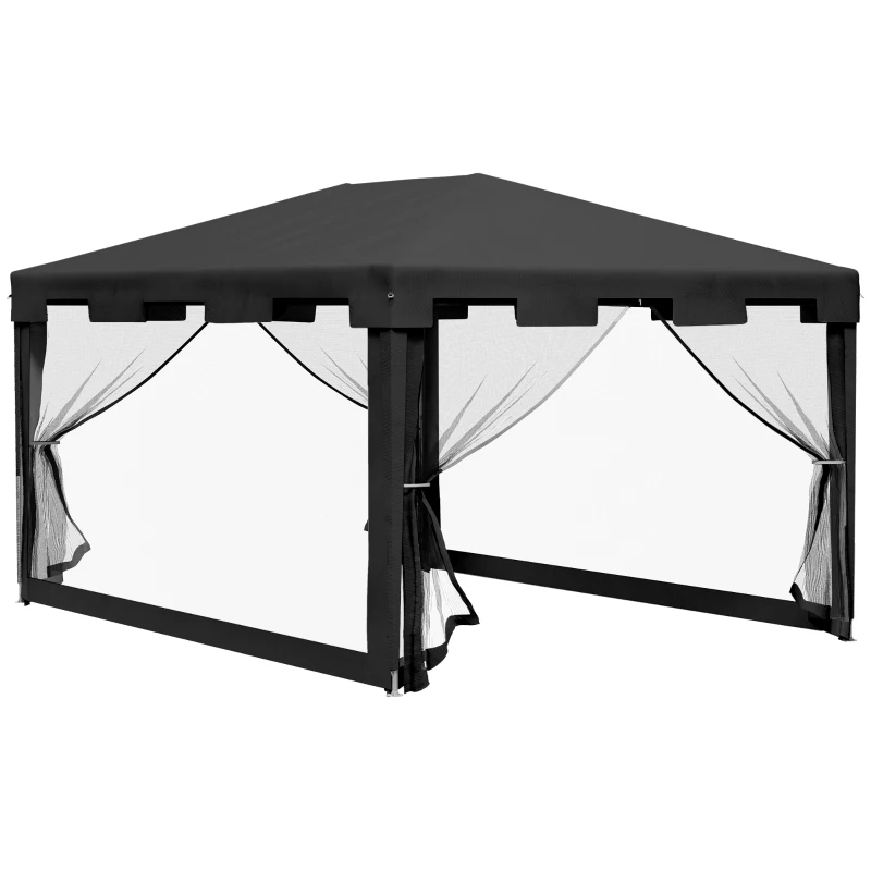 Outsunny 10 × 13 ft Outdoor Gazebo Canopy with Mesh Sidewalls – Party Tent Shade