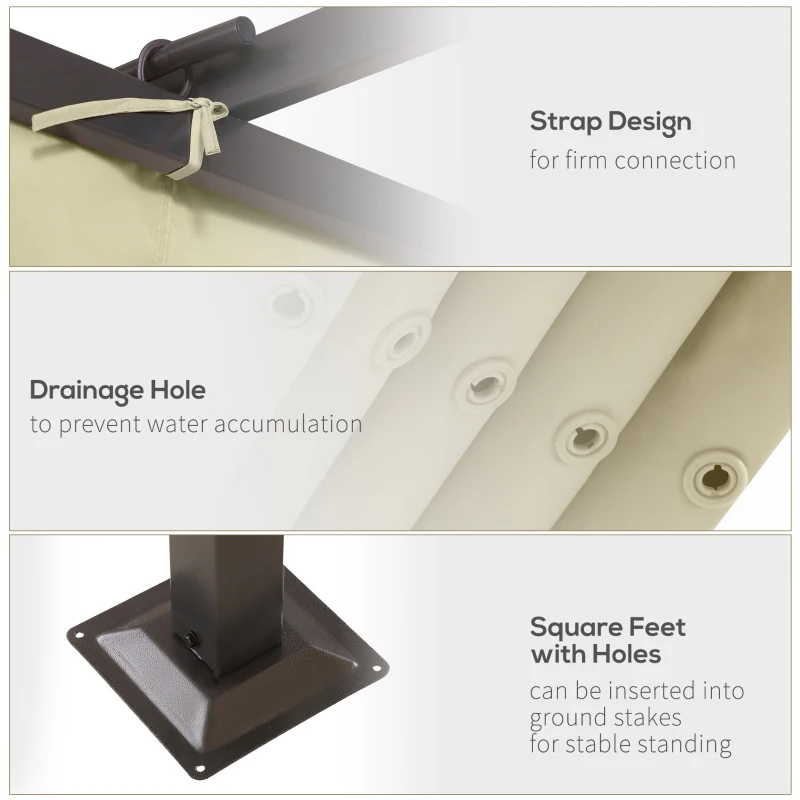 Outsunny 11.5’ Backyard Shelter Retractable Sun Shade Covered Pergola with Steel Frame, Beige