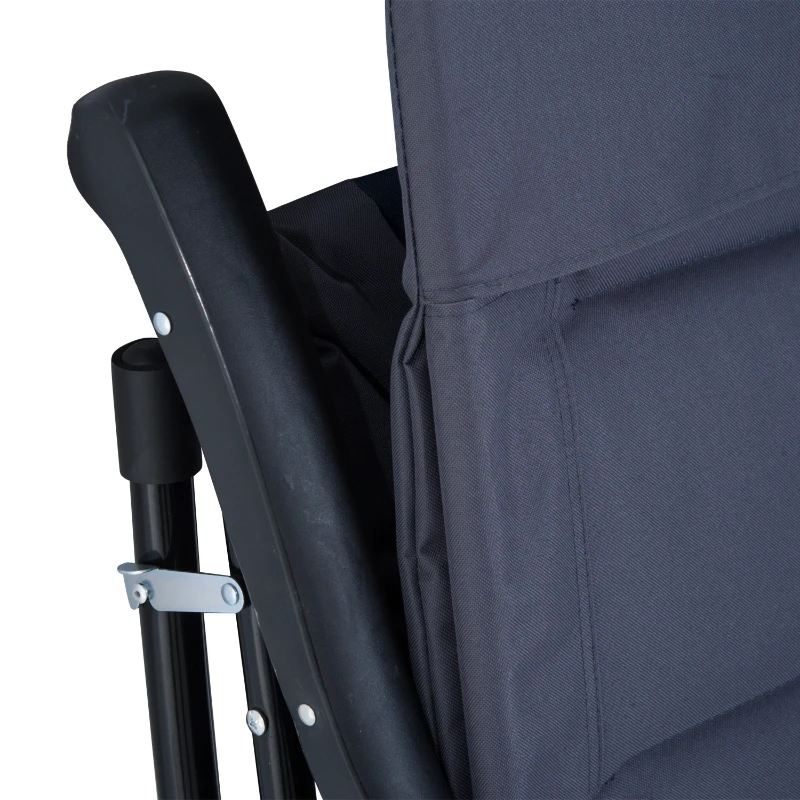 Outsunny 3pc Patio Foldable Rocking Chair Set, Outdoor Rocking Chairs and Table Bistro Set w/ Padded Seat, Headrest, Backrest for park, backyard, garden, Blue