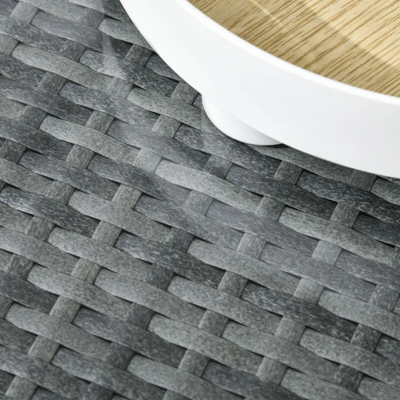 Outsunny 3 Pieces Rattan Wicker Outdoor Conversation Furniture Set w/ Loveseats Coffee Table Cushions for Garden, Patio, Beige