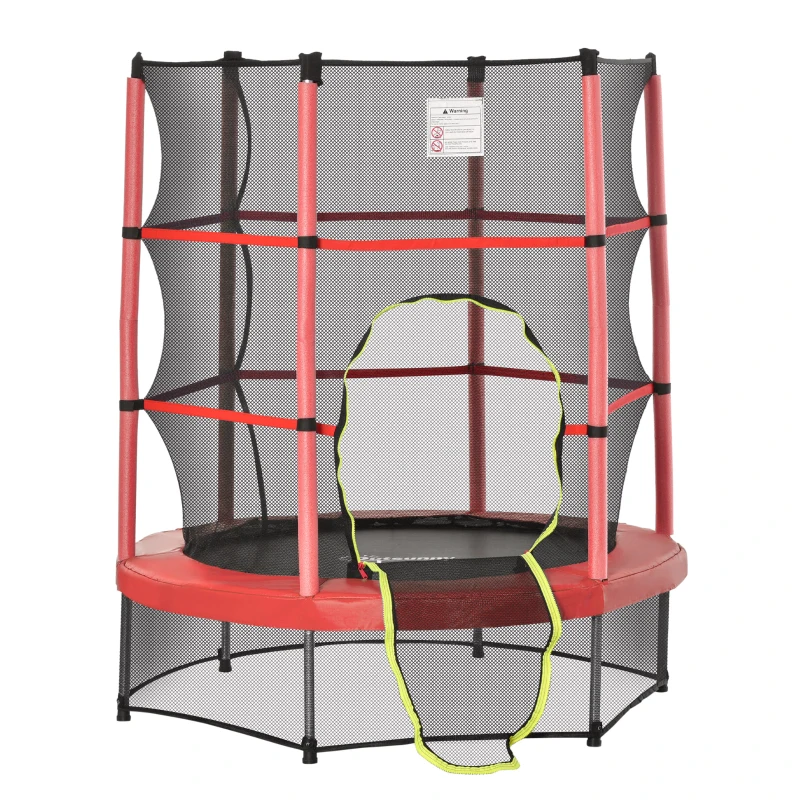Outsunny Φ5FT Kids Trampoline with Enclosure Net for Age 3 to 6 Years Red