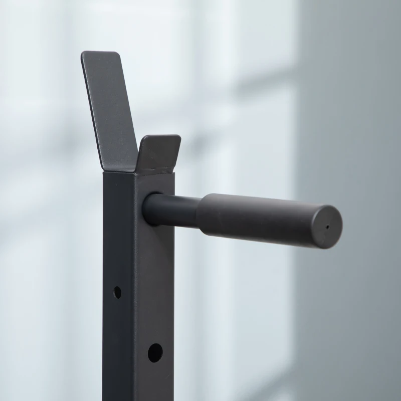 Soozier Multi-Function Barbell Squat Rack Stand, Heavy-Duty Strength Training Dumbbell Rack, Height Adjustable Weight Lifting Bench Press Dip Station for Home, Gym, Black