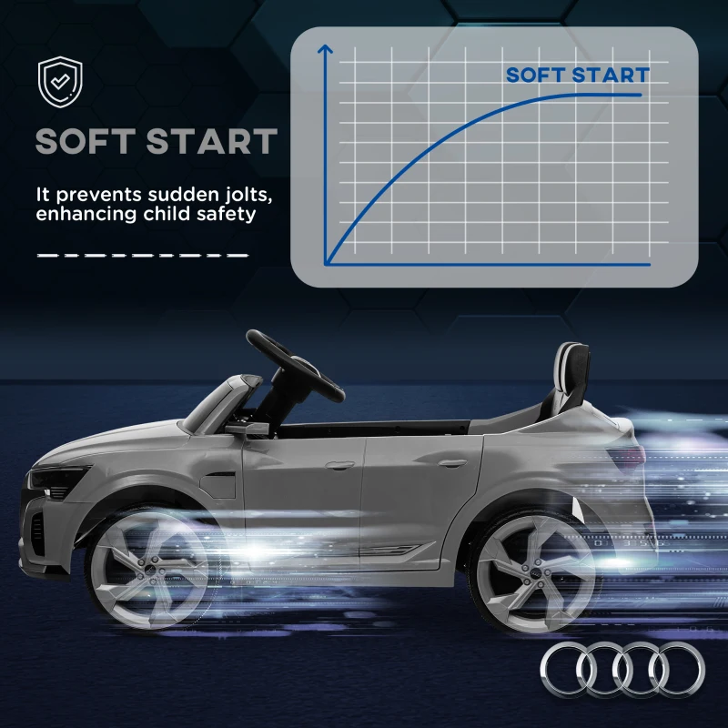 Qaba Audi Q8 e-tron Sportback Licensed 12V Battery Powered Kids Electric Car w/ Spring Suspension, Soft Start, Gray