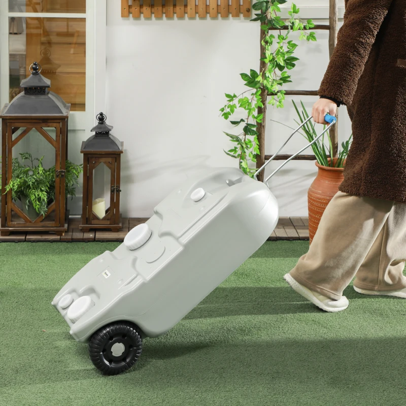 Outsunny 10.6 Gallon Portable RV Water Tank, Black or Grey Water Storage Tank, with Filling Ports, Handles and Wheels