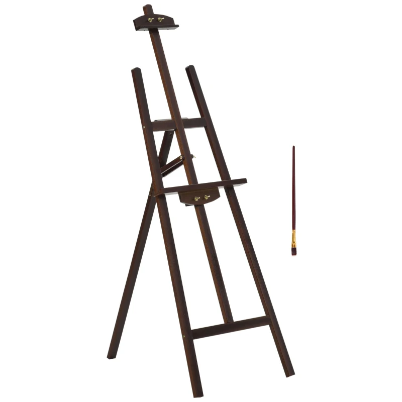 HOMCOM A-Frame Easel of Maximum Height 53", Holds Canvases Up to 43", Painting Studio Art Easel that Tilts up to 75° Degrees for Adults, Beginners, Students, Brown
