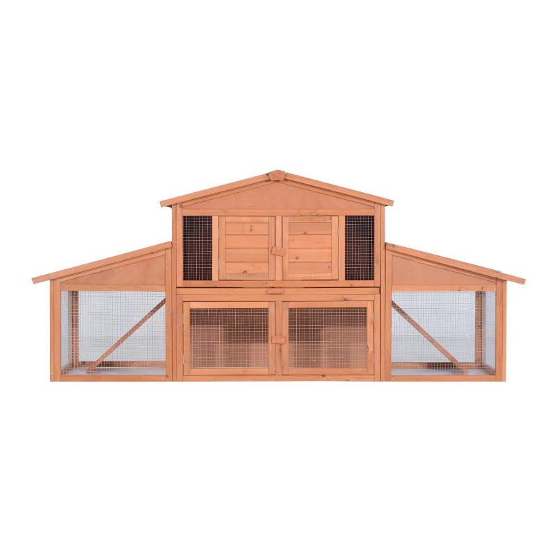 PawHut Deluxe Large Rabbit Hutch Small Animal House Portable Large Outdoor with Run Box