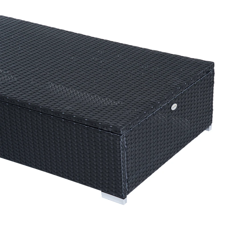 Outsunny Patio Wicker Lounger, Outdoor PE Rattan Single Chaise Lounge, Aluminum Frame Garden Furniture Sun Lounger Bed with Adjustable Recliner Backrest, Cream