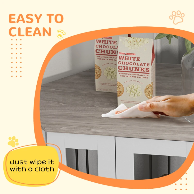 PawHut Dog Crate Furniture with Cushion, 41 Inch Corner Design Dog Crate End Table for Medium Dogs, Multi Colour