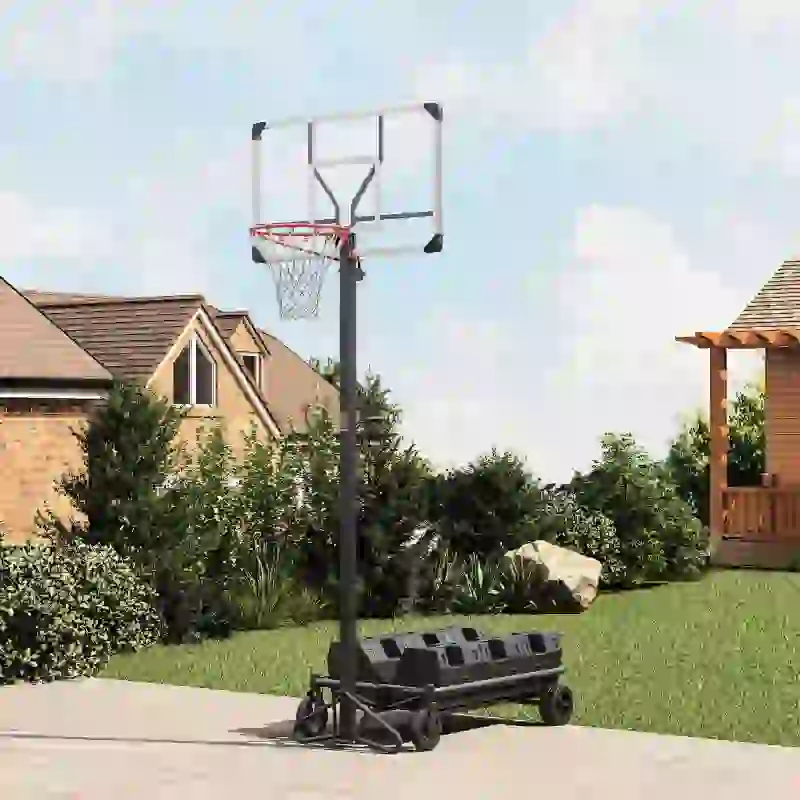 Soozier Foldable & Portable Basketball Hoop, 4.3-10.2' Adjustable Basketball Goal with 4 Wheels for Teenagers, Youth & Adults