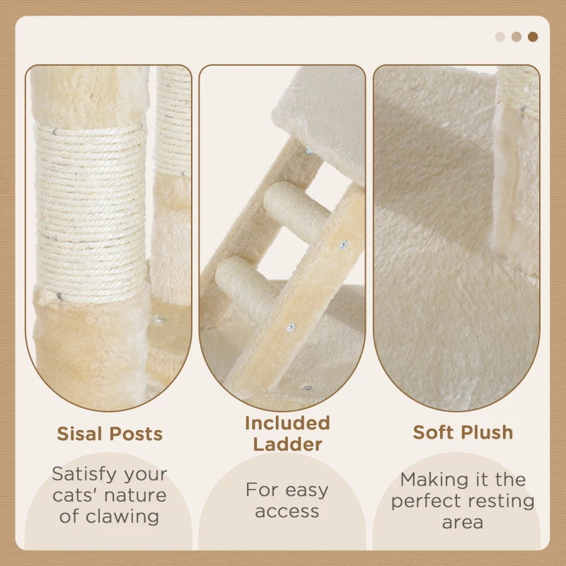 PawHut 49” Deluxe Cat Tree Furniture Scratching Pet Tower Kitten Play Post (Creamy White)