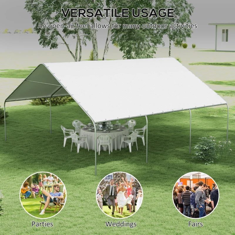 Outsunny 19' x 19.5' Carport, Portable Garage and Patio Canopy Tent, Anti-UV Cover for Car, Truck, Boat, Catering, Wedding