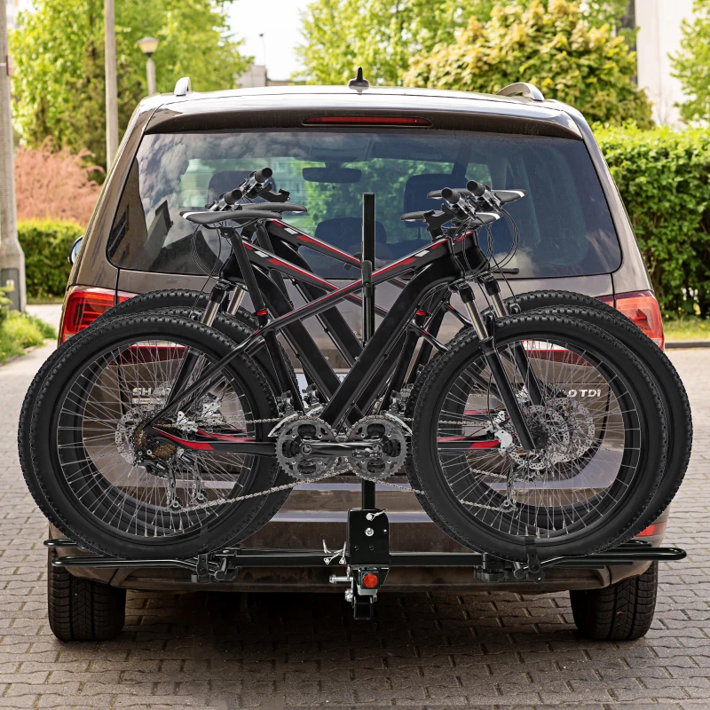HOMCOM 4 Bike Rack Hitch Mount for Car, Truck, SUV, Minivan, Foldable Bicycle Carrier for 2" Hitch Receiver with Easy Trunk Access, 155 lb. Weight Capacity