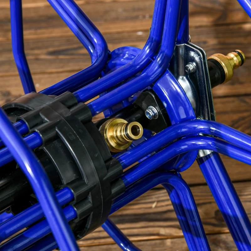 Outsunny 98 ft of 5/8" Hose Reel Cart (Hose Not Included), Garden Water Hose Carts with Wheels for Yard, Lawn, Blue