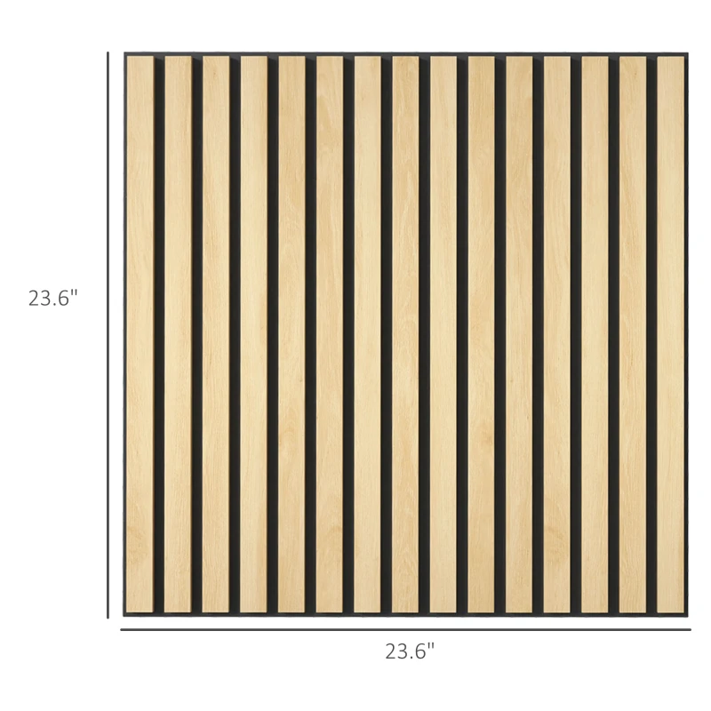 HOMCOM 24" x 24" Wood Panels for Wall, 4 Pack Acoustic Panels, Sound Absorbing Slat Wall for Wall Decor, Home, Oak
