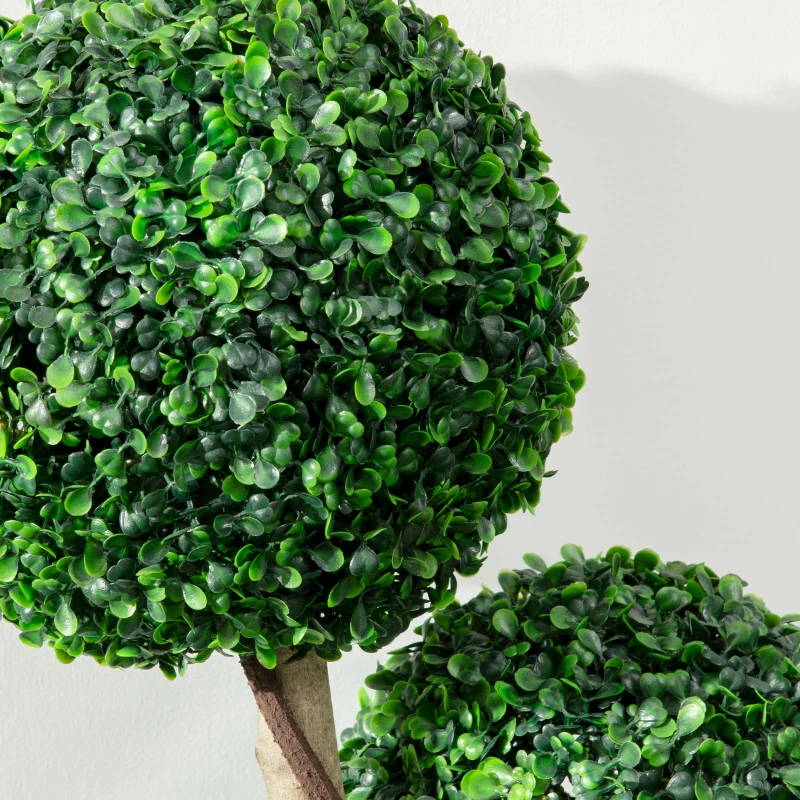 HOMCOM 35.5" Artificial Plant for Home Decor Indoor & Outdoor Fake Plants Artificial Tree in Pot, Ball Boxwood Topiary Tree for Home Office, Living Room Decor, Set of 2, Green