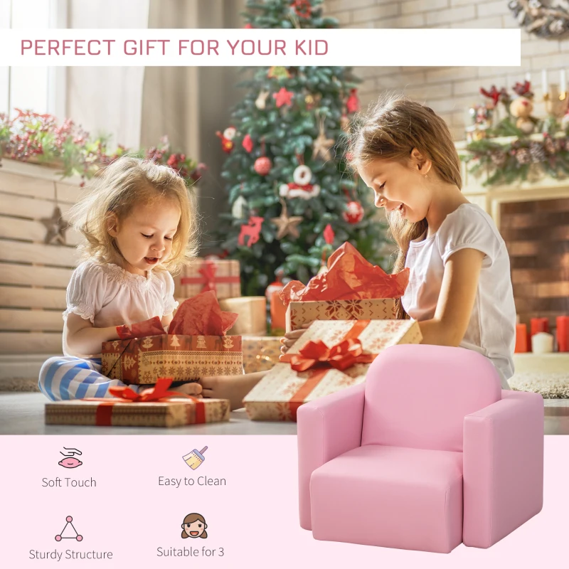 Qaba 2-in-1 Convertible Table and Chair Set for Boys Girls for Boys Girls, Pink